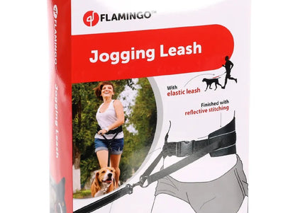 Flamingo CaniCross Jogging Leash – Cushioned Running Leash with Wide Adjustable Belt, Black