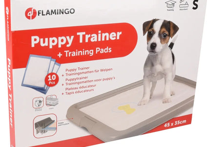Flamingo Puppy Trainer Litter Box with 10 Absorbent Pads, Small Size – Easy Training Solution