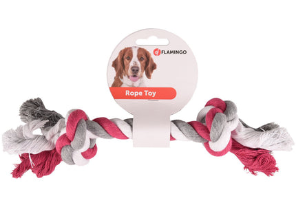 Flamingo Tricolor Rope Chew Toy – Durable Braided Red Rope, 30cm, Promotes Healthy Play
