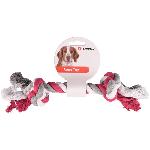 Flamingo Tricolor Rope Chew Toy – Durable Braided Red Rope, 30cm, Promotes Healthy Play