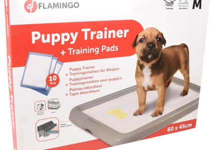 Flamingo Puppy Trainer Litter Box with 10 Absorbent Pads, Small Size – Easy Training Solution