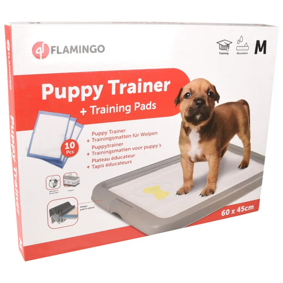Flamingo Puppy Trainer Litter Box with 10 Absorbent Pads, Small Size – Easy Training Solution