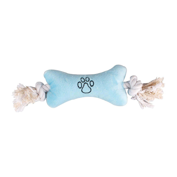 Flamingo Plush Bone Toy – Soft Blue Rope Design with Squeaker, Durable Playtime Fun