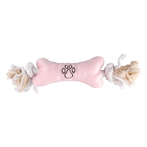 Flamingo Plush Bone Toy – Soft Blue Rope Design with Squeaker, Durable Playtime Fun
