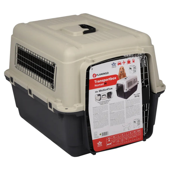 Flamingo Nomad IATA Transport Box M – Secure Plastic Carrier, Ventilated, Up to 18kg