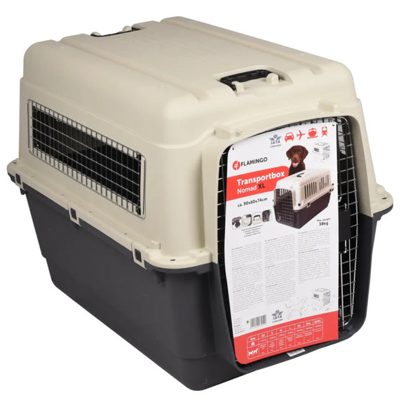 Flamingo Nomad IATA XL Pet Transport Box – Sturdy Carrier with Wheels, Holds up to 38kg