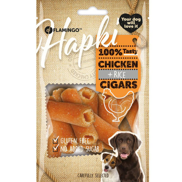 Flamingo Hapki Chicken Rice Cigars 85g – Aromatic Rolled Dog Treats with Chicken and Rice