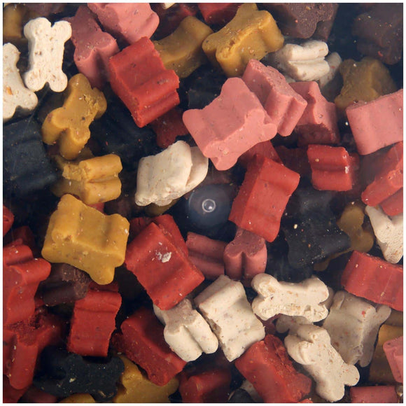 Flamingo Chew'n Snacks Mini Bones Mix 500g – Assorted Flavored Training Treats, Bite-Sized and Tasty