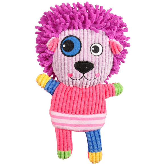 Flamingo Corduroy Lion Plush Toy 24cm – Soft Squeaker, Durable Corduroy Fabric
