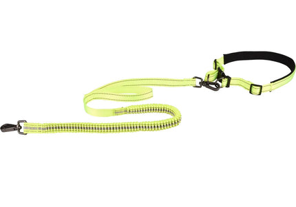 Flamingo Diran Jogging Leash Fluo – Shock-Absorbing Belt and Leash Set, Small Size