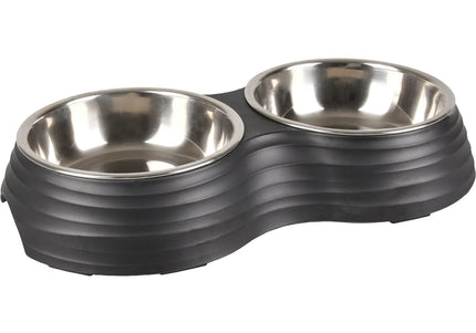 Flamingo Aschau Double Bowl – Stainless Steel Twin Feeding Bowls, Small Size, Easy-Clean Design