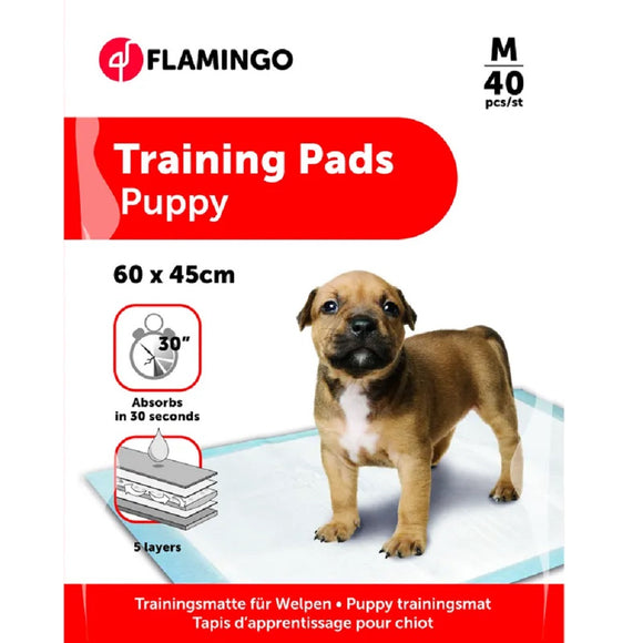 Flamingo Training Pads Medium 60x45cm – 5-Layer Absorbent Leak-Proof Pack, 40 Pieces