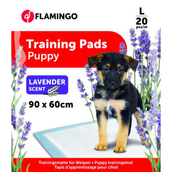 Flamingo Training Pads Lavender S – Hygienic Absorbent Mats with Lavender Scent, 20 Pack