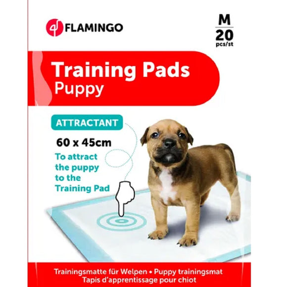 Flamingo Training Pads – Large Absorbent Pee Mats with Attractant, 20 Pack