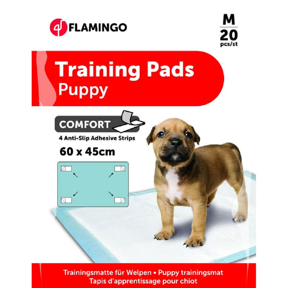 Flamingo Training Pads Comfort M – Hygienic Adhesive Pads, 20 Pack, Leak-Resistant Design