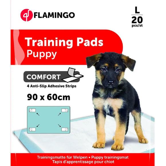 Flamingo Training Pads Comfort M – Hygienic Adhesive Pads, 20 Pack, Leak-Resistant Design