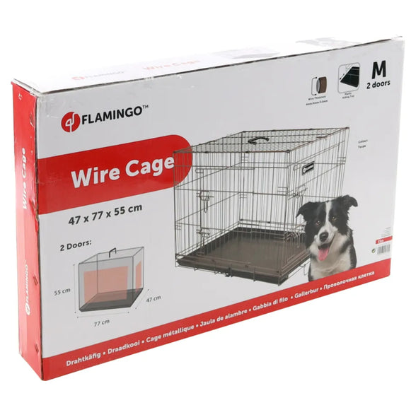 Flamingo Ebo Taupe Metal Dog Cage – Medium Size, Durable Secure Design 47x77x55cm