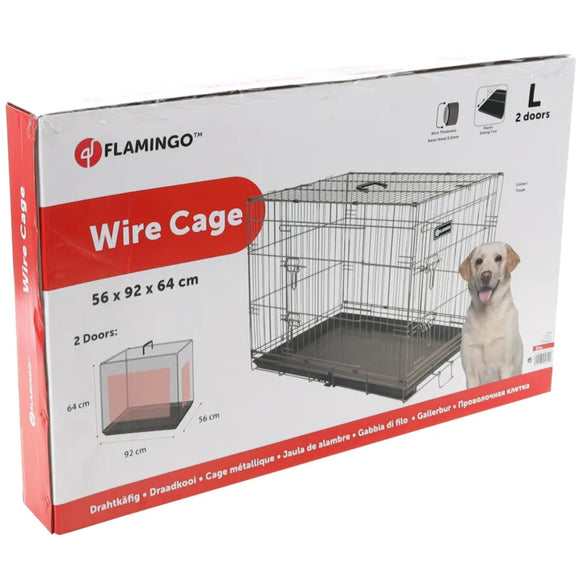 Flamingo Ebo Taupe Metal Dog Cage – Large Size, Sturdy Secure Design, 56x92x64cm