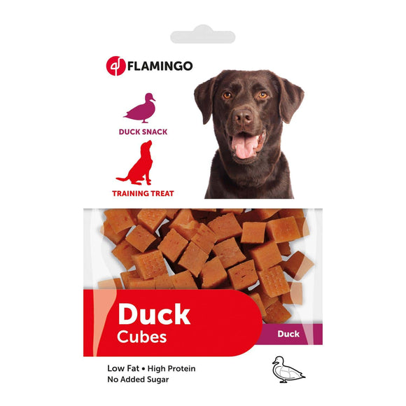 Flamingo Snack Duck Cubes – Soft Training Treats with Real Duck, 170g Resealable Pack