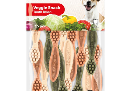 Flamingo Veggie Snacks – Toothbrush-Shaped Chews, 7.5cm, Plant-Based and Cleansing