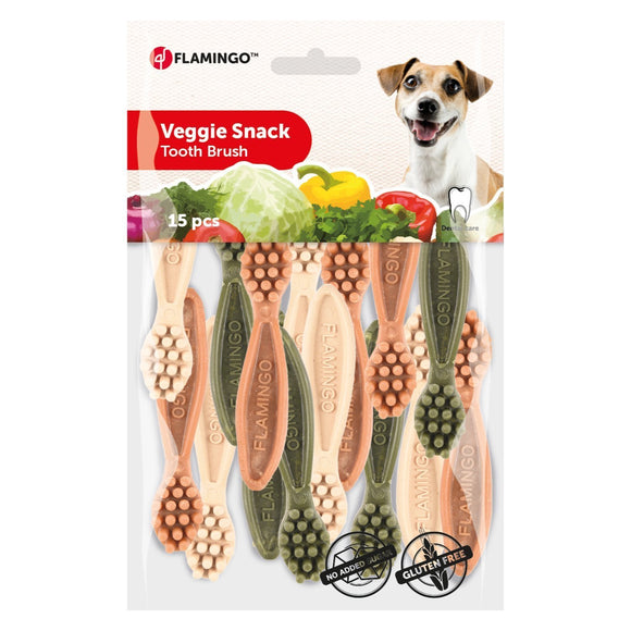 Flamingo Veggie Snacks – Toothbrush-Shaped Chews, 7.5cm, Plant-Based and Cleansing