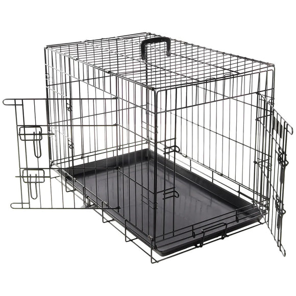 Flamingo Ebo Black Metal Dog Cage – Medium Size, Sturdy and Secure Design, 47x77x55cm