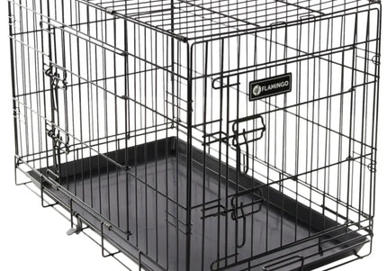 Flamingo Ebo Black Metal Dog Cage – Medium Size, Sturdy and Secure Design, 47x77x55cm