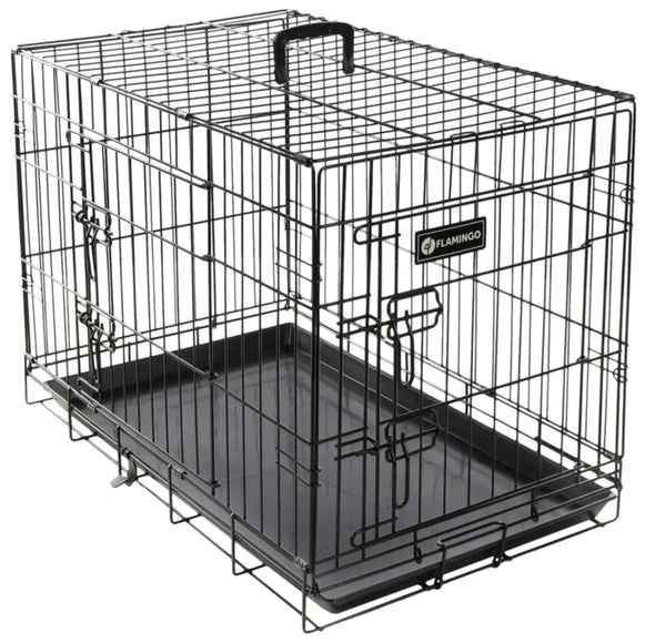 Flamingo Ebo Black Metal Dog Cage – Medium Size, Sturdy and Secure Design, 47x77x55cm