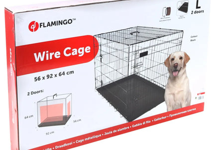 Flamingo Ebo Black Metal Dog Cage – Large Size, Sturdy and Secure Design