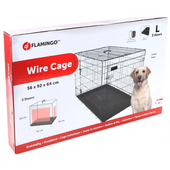 Flamingo Ebo Black Metal Dog Cage – Large Size, Sturdy and Secure Design