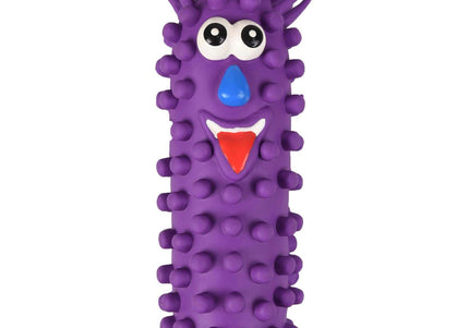 Flamingo Latex Worm Toy 22cm – Spiked Teether with Squeaker, Durable Purple Design