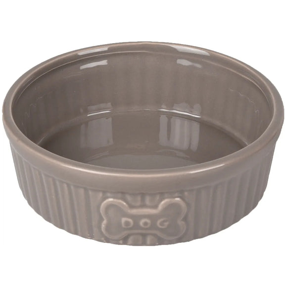 Flamingo Mabel Taupe Ceramic Bowl – Small, Durable Non-Slip Feeding Dish