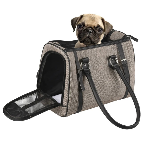 Flamingo Tatjana Pet Carrying Bag – Elegant Brown Carrier, 37x24x31cm, Holds Up to 4kg
