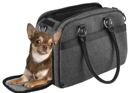 Flamingo Justine Carrying Bag – Stylish Dark Gray Pet Carrier, 44x23x32cm, Up to 5kg