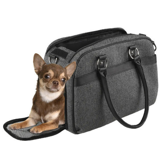 Flamingo Justine Carrying Bag – Stylish Dark Gray Pet Carrier, 44x23x32cm, Up to 5kg