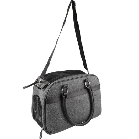 Flamingo Justine Carrying Bag – Stylish Dark Gray Pet Carrier, 44x23x32cm, Up to 5kg
