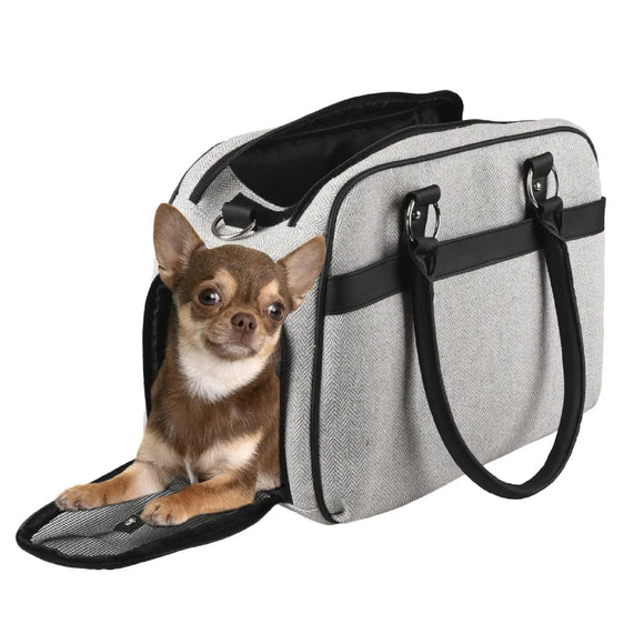 Flamingo Justine Carrying Bag – Stylish Dark Gray Pet Carrier, 44x23x32cm, Up to 5kg