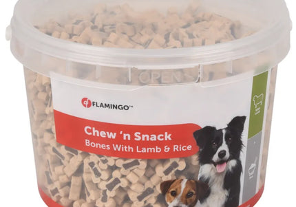 Flamingo Chew'n Snack Soft Dog Treats – Lamb and Rice Recipe, 1.8kg Bag