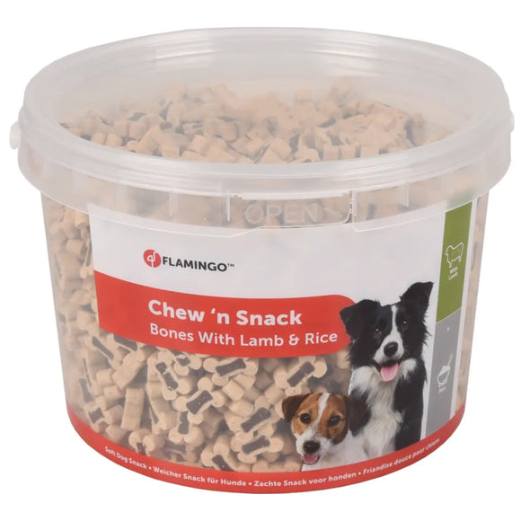 Flamingo Chew'n Snack Soft Dog Treats – Lamb and Rice Recipe, 1.8kg Bag