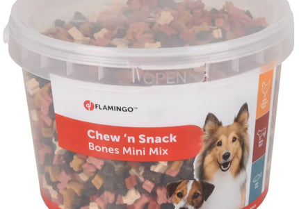 Flamingo Chew'n Snack Minibones Mix – Assorted Chicken, Beef, Fish, 1.8kg, Ideal Training Treats