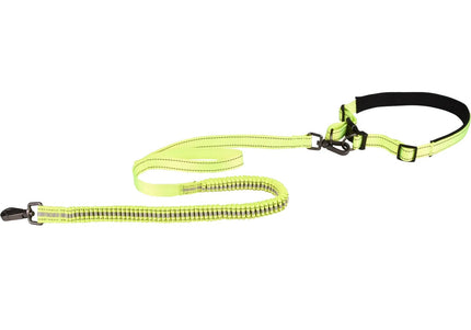 Flamingo Diran Jogging Leash Fluo – Shock-Absorbing Belt and Leash Set, Small Size