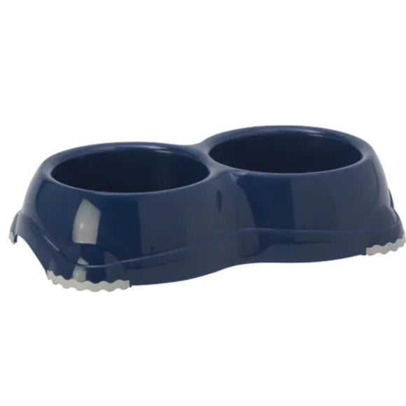 Flamingo Combo Leno Blue Double Bowl – Medium Non-Slip Feeding Station, Durable Design