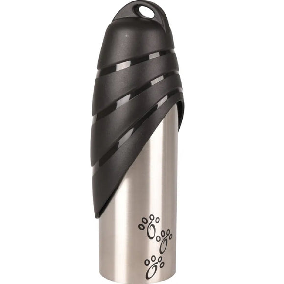 Flamingo Fin Portable Water Dispenser 750ml – Stainless Steel Bottle with Integrated Bowl