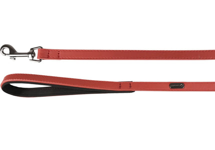 Flamingo Binti Red Leather Leash – Neoprene-Lined Handle, 15mm Wide, 130cm Durable Design