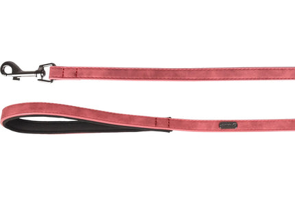 Flamingo Delu Red Dog Leash – Eco-Leather, Padded Handle, 130cm x 20mm, Comfortable Grip