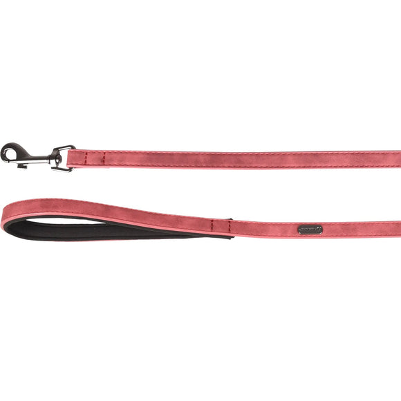 Flamingo Delu Red Dog Leash – Eco-Leather, Padded Handle, 130cm x 20mm, Comfortable Grip
