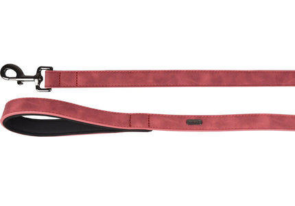 Flamingo Delu Red Dog Leash – Eco-Leather, Padded Handle, 100cm x 20mm, Durable Design