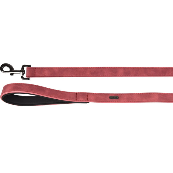 Flamingo Delu Red Dog Leash – Eco-Leather, Padded Handle, 100cm x 20mm, Durable Design