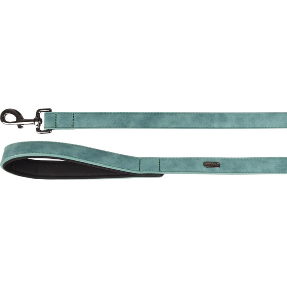 Flamingo Delu Green Dog Leash – Eco-Leather, Padded Handle, 100cm x 15mm, Durable Design