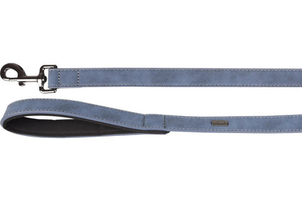 Flamingo Delu Blue Dog Leash – Eco-Leather, Padded Handle, 100cm x 20mm, Durable Design